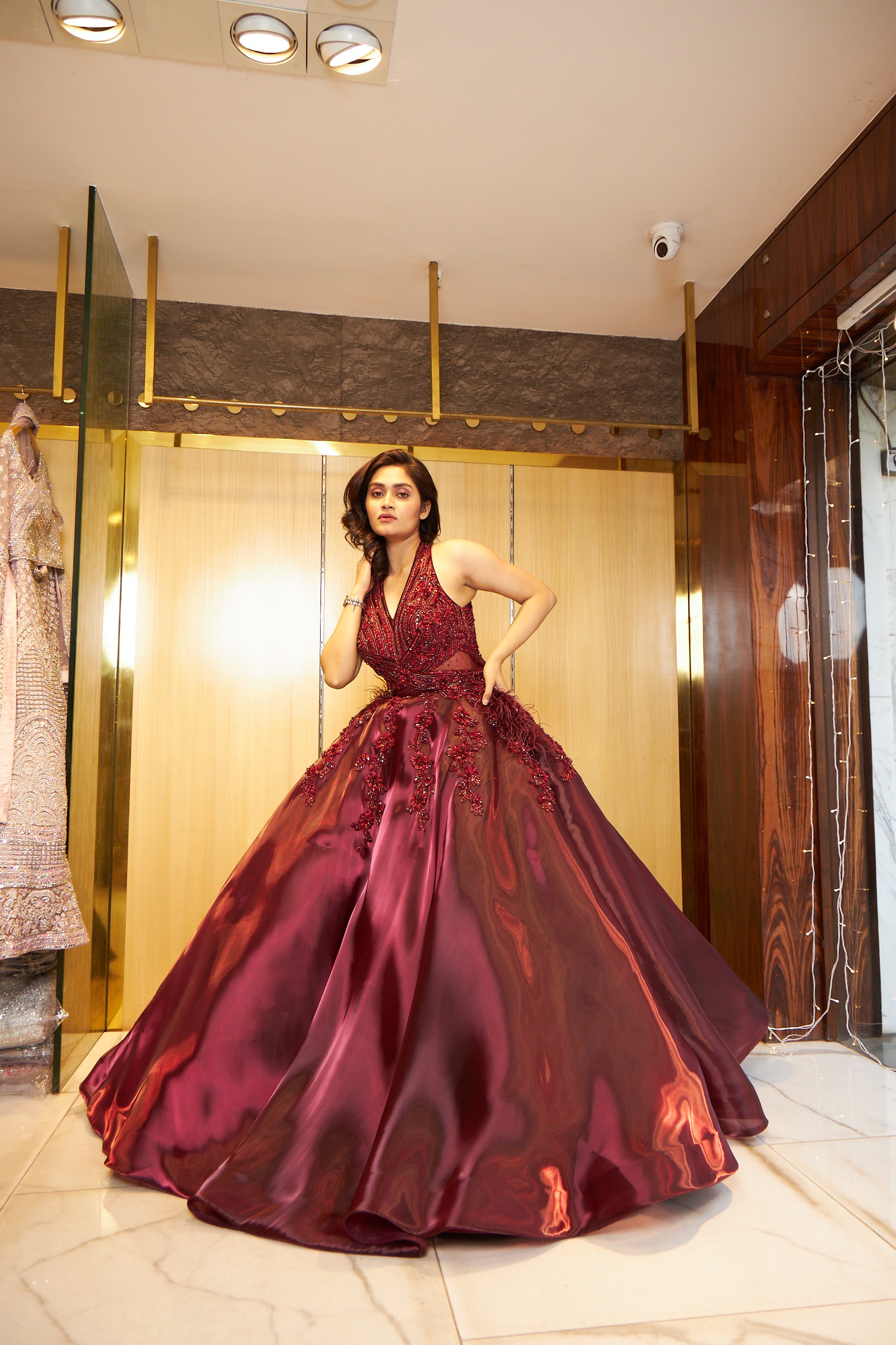 Maroon ball gown on sale