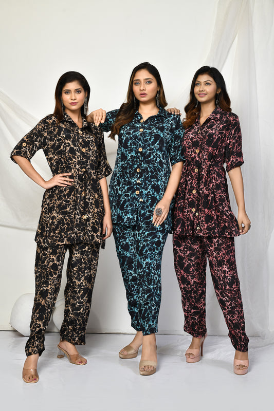 Palak Digital Printed Crepe Coord Set