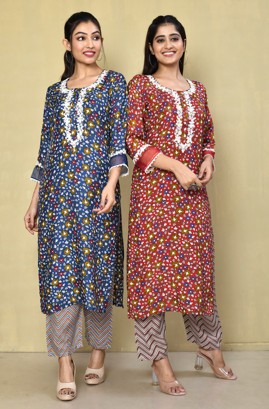 Suhana Floral Kurti Pant Set