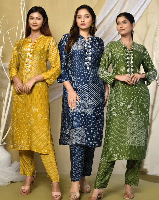 Kriti Floral Dual Print Kurti Pant Set