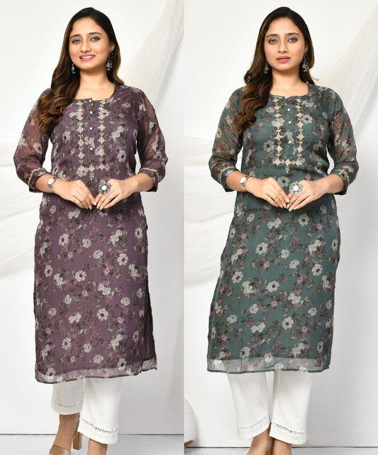 Jheel Organza Digital Printed Kurti