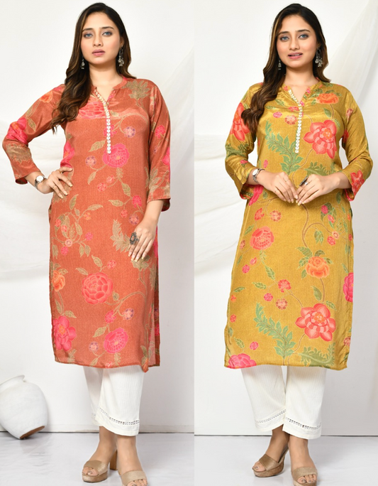 Jasmin Floral Vibrant Long Kurti